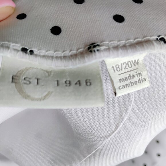 EST. 1946 Stretch Knit Pencil Skirt White Black Polka Dots Size 18/20 - Picture 6 of 8